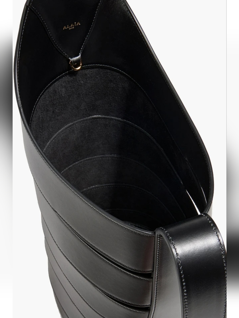 Alaia Designer Calf Leather Purse Black Womens Leather Bucket Shoulder Bag Italy - Picture 5 of 9